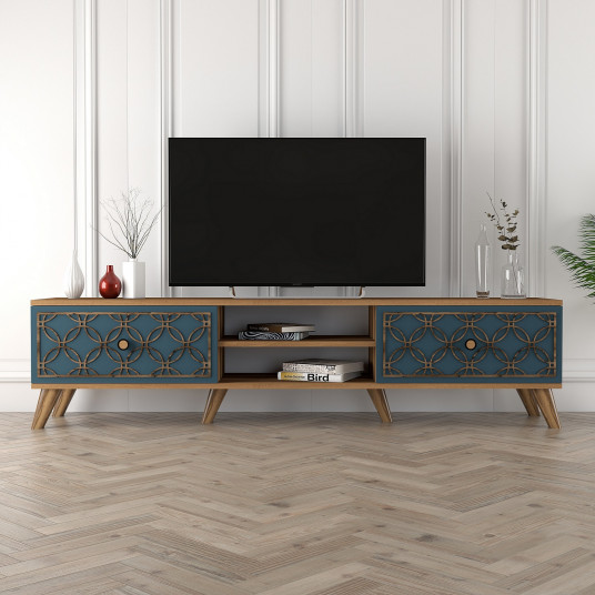 TV spintelė Class - riešuto, mėlyna