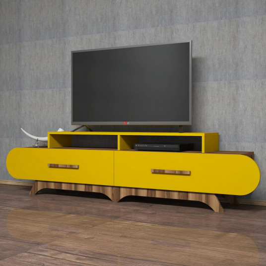 TV spintelė Flora - riešuto, geltona