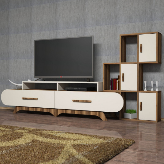 TV spintelė Flora S - riešuto, kreminė
