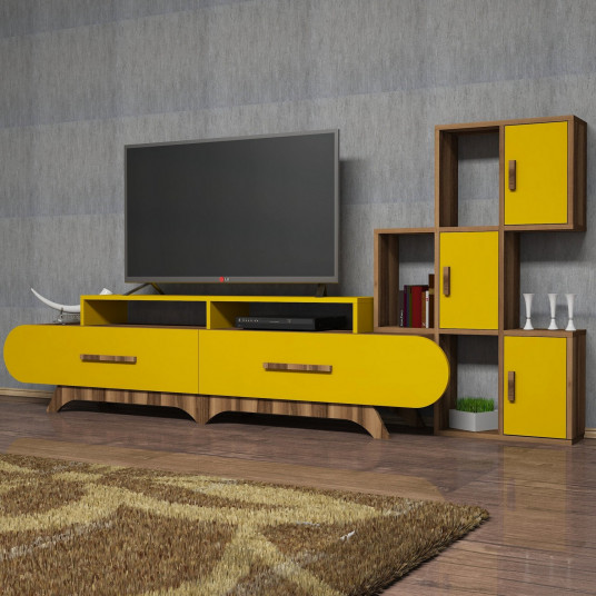 TV spintelė Flora S - riešuto, geltona