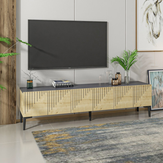 TV spintelė Artemis - ąžuolo, antracito