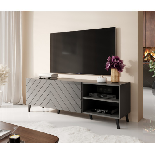 TV spintelė 150 ABETO matinė pilka/ blizgi pilka