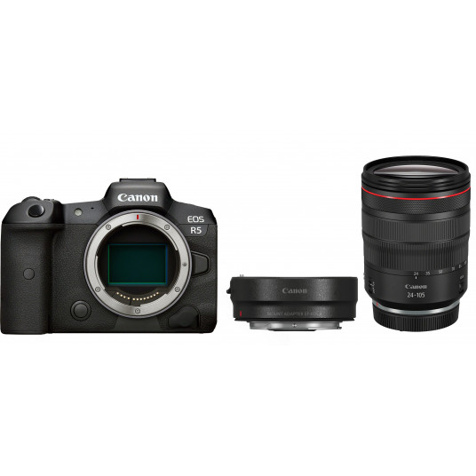  Sisteminis fotoaparatas Canon EOS R5 + RF 24-105mm f/4L IS USM + Mount Adapter EF-EOS R 