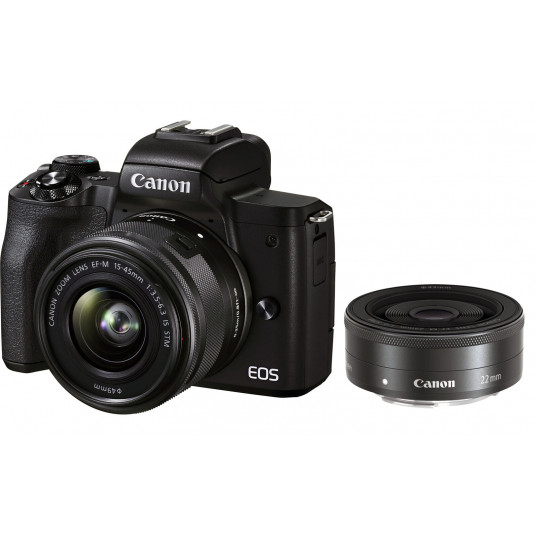  Sisteminis fotoaparatas Canon EOS M50 Mark II 15-45 IS STM + 22mm STM (Black) 