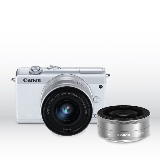  Sisteminis fotoaparatas Canon EOS M200 15-45mm IS STM + EF-M 22mm STM (White) 