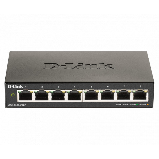  D-Link Smart Gigabit Ethernet Switch DGS-110-08V2 Managed, Desktop, Power supply type External, Ethernet LAN (RJ-45) ports 8 