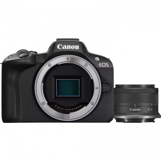  Canon EOS R50 + RF-S 18-45mm F4.5-6.3 IS STM (SIP) Megapixel 24.2 MP, Image stabilizer, ISO 32000, Display diagonal 2.95 ", Wi-Fi, Video recording, Automatic, manual, CMOS, Black 