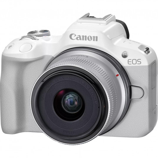  Canon EOS R50 WH + RF-S 18-45mm F4.5-6.3 IS STM (SIP) Megapixel 24.2 MP, Image stabilizer, ISO 32000, Display diagonal 2.95 ", Wi-Fi, Video recording, Automatic, manual, CMOS, White 