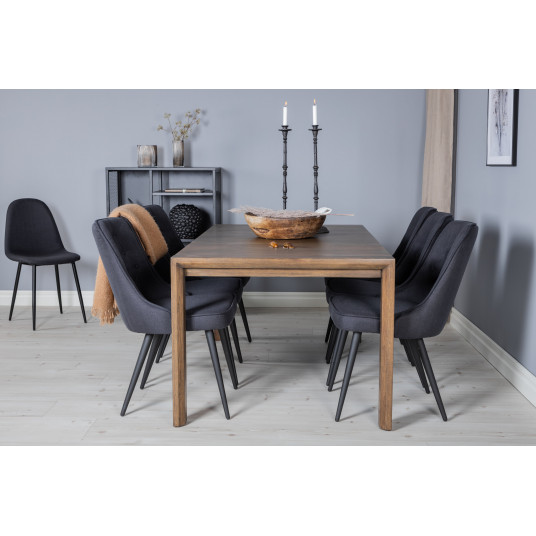 Valgomojo komplektas stalas Slider su 6 kėdėmis Velvet Deluxe