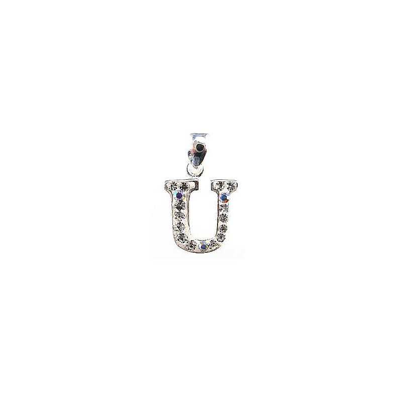 Sidabrinis pakabukas - vardo raidė, Sidabras, praba 925°, Akmuo: Swarovski kristalai