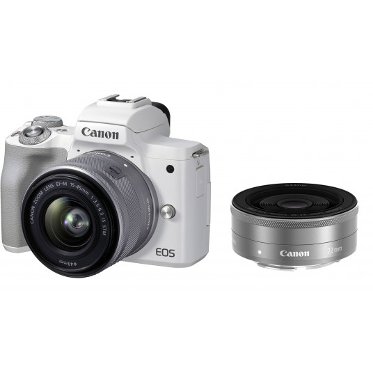  Canon EOS M50 Mark II 15-45 IS STM + 22mm STM (White) 