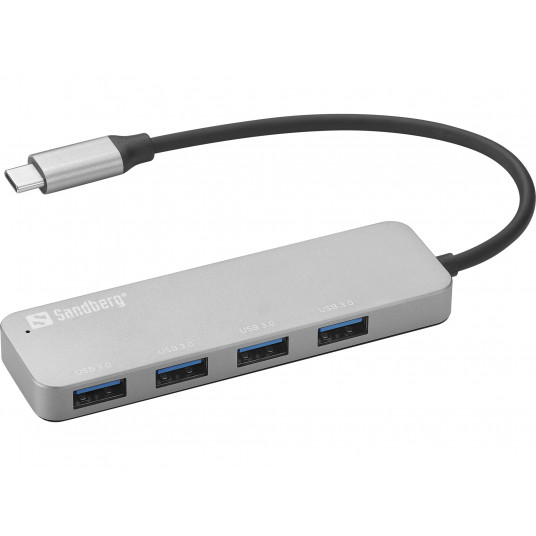  HUB 4Port Sandberg 4xUSB3.0 SuperSpeed passiv Silver 