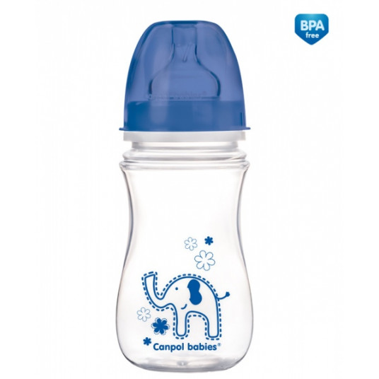  CANPOL BABIES plataus kaklelio buteliukas EASYSTART, colorful animals, 3-6 mėn+, 240 ml, 35/206 