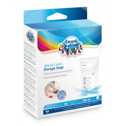  CANPOL BABIES maišeliai pienui šaldyti, 150 ml, 20 vnt., 70/001 