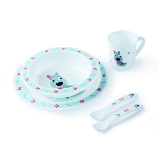  CANPOL BABIES plastikinių indų ir įrankių rinkinys CUTE ANIMALS, 4/401_blu 