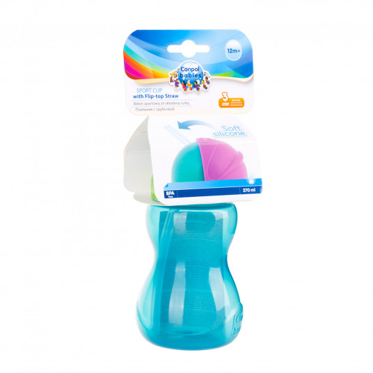  CANPOL BABIES gertuvė su šiaudeliu 12m+ 270ml 56/109 blue 