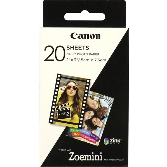  Canon 20 sheets ZP-2030 Photo Paper, White, 5 x 7.6 cm 