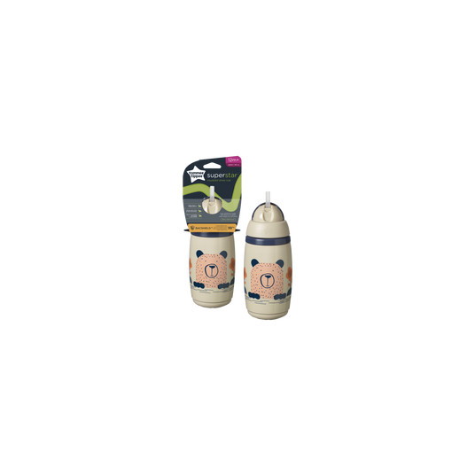 TOMMEE TIPPEE gertuvė - termosas su šiaudeliu INSULATED STRAW 266ml, 12m+, grey, 447824
