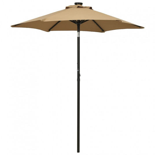 Skėtis nuo saulės su LED, taupe, 200x211cm, aliuminis
