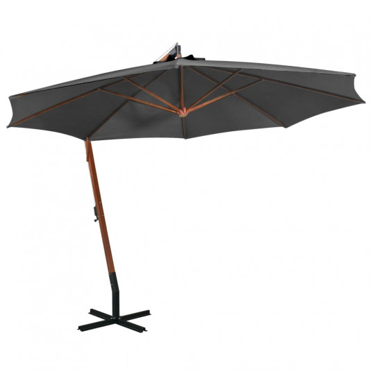 Kabantis skėtis su stulpu, antracito, 3,5x2,9m, eglės masyvas