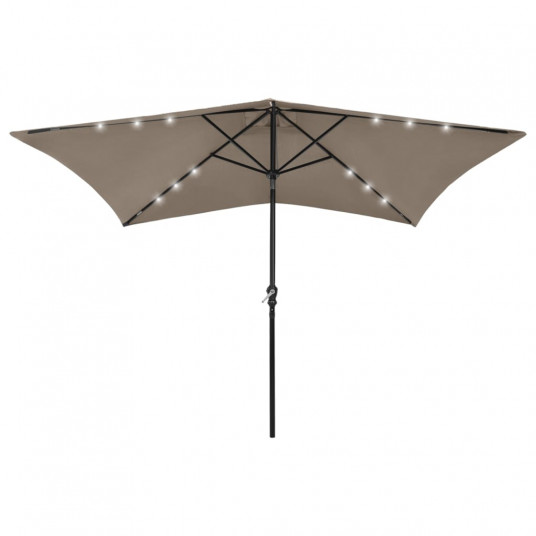 Skėtis nuo saulės su LED ir plieno stulpu, taupe, 2x3m