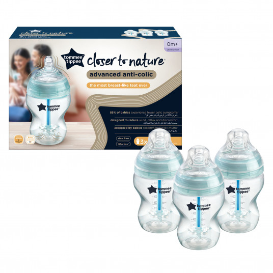 TOMMEE TIPPE buteliukas ADVANCED ANTI-COLIC, 260 ml, 3 vnt., 422746
