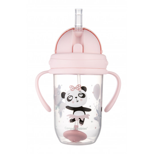 CANPOL BABIES neišsipilanti gertuvė su šiaudeliu EXOTIC ANIMALS, 6m+, 270ml, pink, 56/606_pin