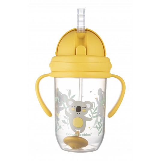 CANPOL BABIES neišsipilanti gertuvė su šiaudeliu EXOTIC ANIMALS, 6m+, 270ml, yellow, 56/606_yel