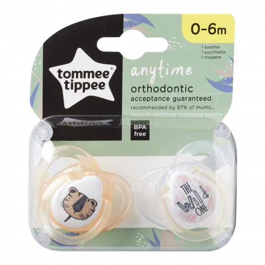  TOMMEE TIPPEE silikoniniai čiulptukai ANYTIME, 2 vnt., 0-6 mėn., 43335403 