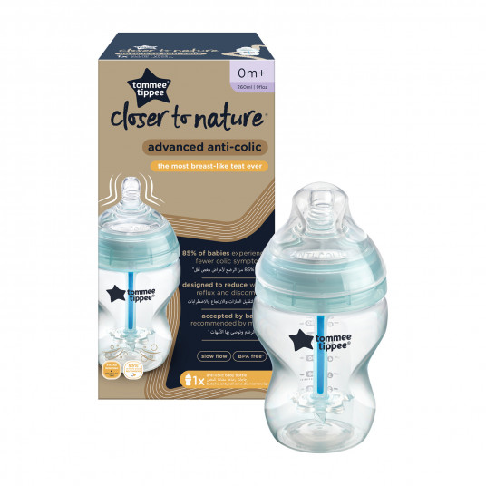 TOMMEE TIPPEE buteliukas ANTI-COLIC, 260 ml, 0 m+, 1 vnt., 42256986