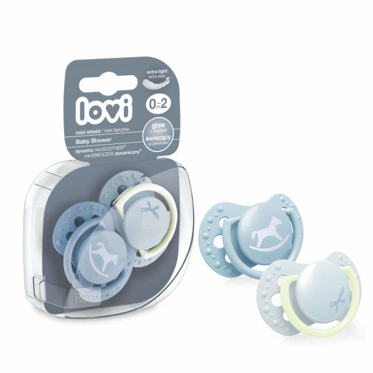 LOVI silikoninis čiulptukas, Baby Shower Boy, 0-2mėn., 2 vnt., 22/900boy