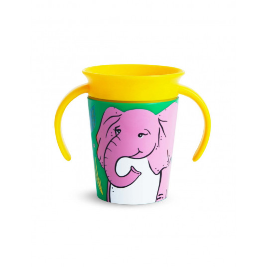  MUNCHKIN mokomasis puodelis su rankenomis, dramblys, Miracle 360 Wildlove, 6mėn+, 177 ml, 05195102 