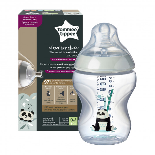 TOMMEE TIPPEE dekoruotas buteliukas, 260 ml, 0 mėn+, 42250202