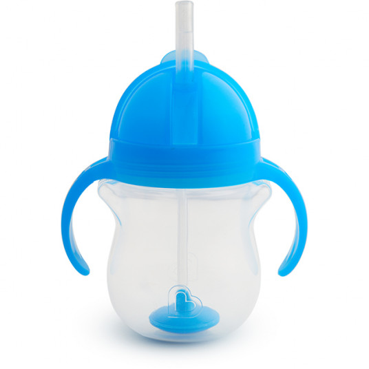 MUNCHKIN gertuvė su rankenom ir šiaudeliu, 207ml, 6m+, blue, 01225701