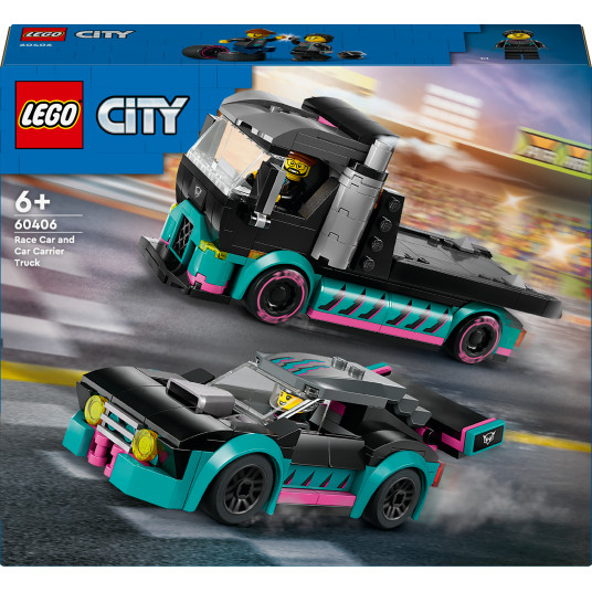 LEGO® 60406 City Lenktyninis automobilis ir automobilių gabenimo sunkvežimis