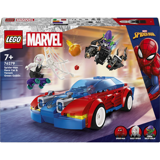 LEGO® 76279 Marvel Žmogaus voro lenktyninis automobilis ir venomizuotas Žaliasis goblinas