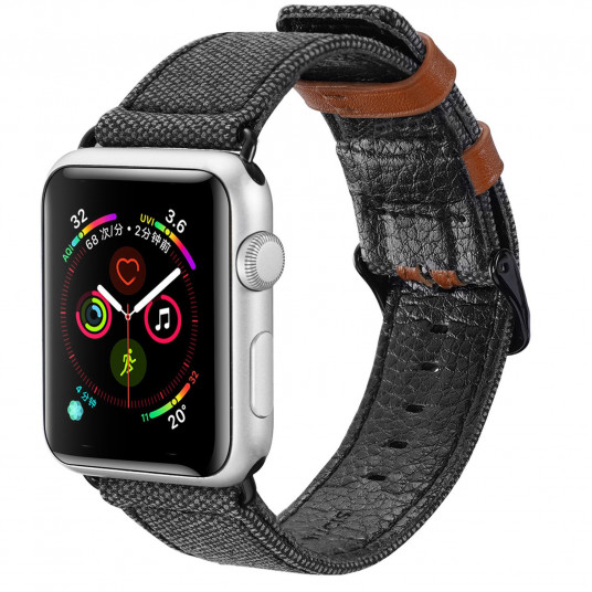  Dux Ducis Canvas Leather Band For Apple Watch 38 / 40 mm Black-Brown 