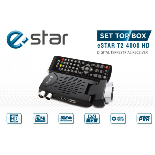  TV priedelis STB eSTAR T2 4000 HD SCART Black 