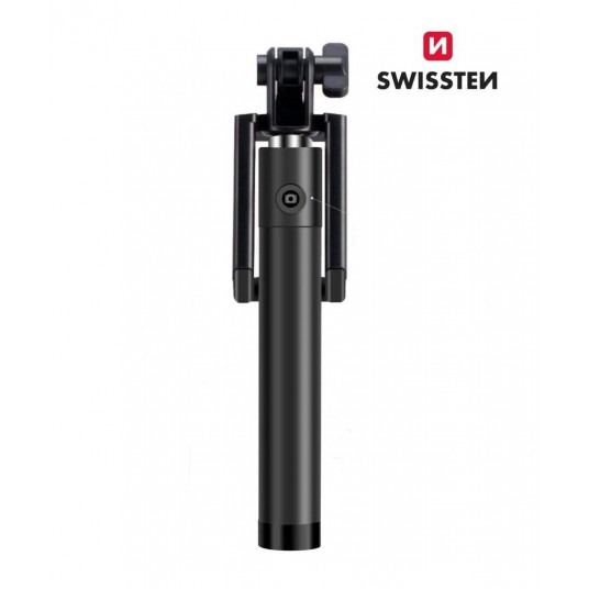  Swissten Wired Selfie Stick 81cm with Remote Button Black 