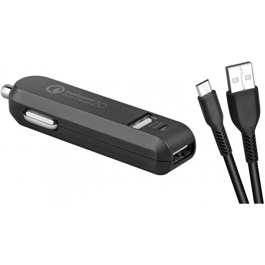  AVACOM CARMAX 2 CAR CHARGER 2X QUALCOMM QUICK CHARGE 2.0, BLACK (USB-C KABEL) 