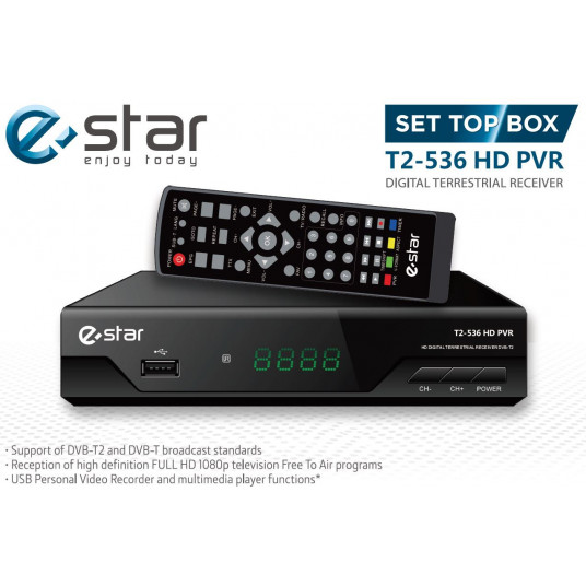  TV priedelis STB eSTAR DVBT2 536 HD Black 