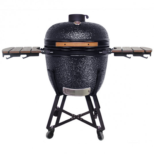  Kepsninė BIGGRILL Kamado 23,5" juodas + daugiafunkcinė 2 zonų sistema + plieninis pelenų valymų įrankis + kepsninės uždangalas + keramikinis vištos laikiklis 