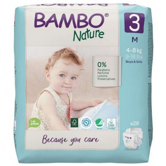 BAMBO NATURE ekol. sauskelnės 3 (4-8 kg), 28 vnt./pak.