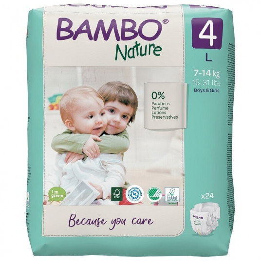 BAMBO NATURE ekol. sauskelnės 4 (7-14 kg), 24 vnt./pak.