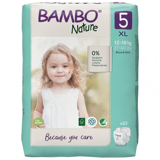 BAMBO NATURE ekol. sauskelnės 5 (12-18 kg), 22 vnt./pak.