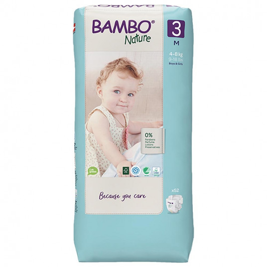 BAMBO NATURE ekol. sauskelnės 3 (4-8 kg), 52 vnt./pak.