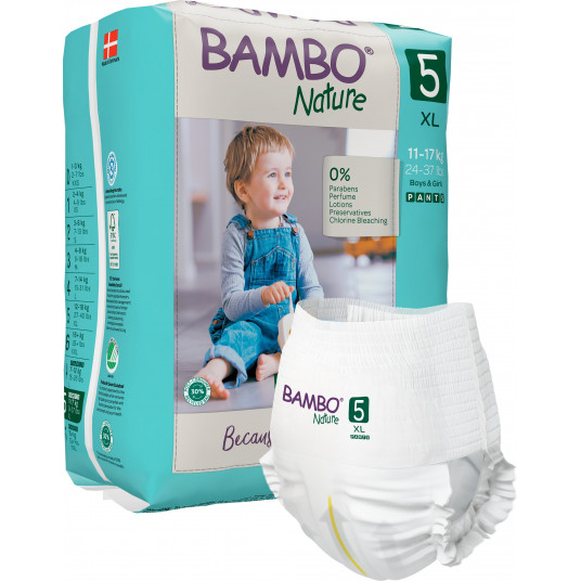 BAMBO NATURE ekol. sauskelnės-kelnaitės 5 (11-17 kg), 19 vnt./pak.