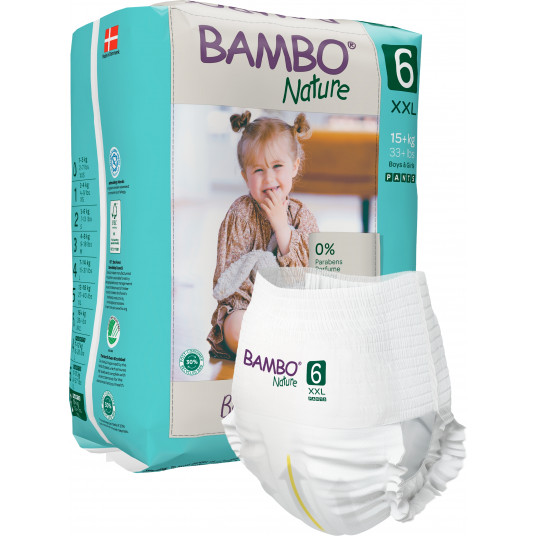 BAMBO NATURE ekol. sauskelnės-kelnaitės 6(15+ kg), 18 vnt./pak.