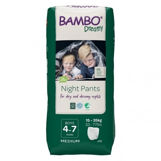 BAMBO NATURE NIGHT ekol. sausk-keln. 4-7 Boy (15-35 kg), 10 vnt./pak.