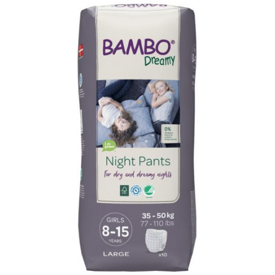BAMBO NATURE NIGHT ekol. sausk-keln. 8-15 Girl (35-50 kg),10 vnt./pak.